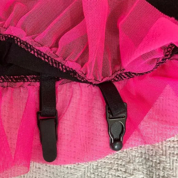 Leg Avenue teddy nightie, black pink nightgown sleep wear lingerie - Picture 4 of 8